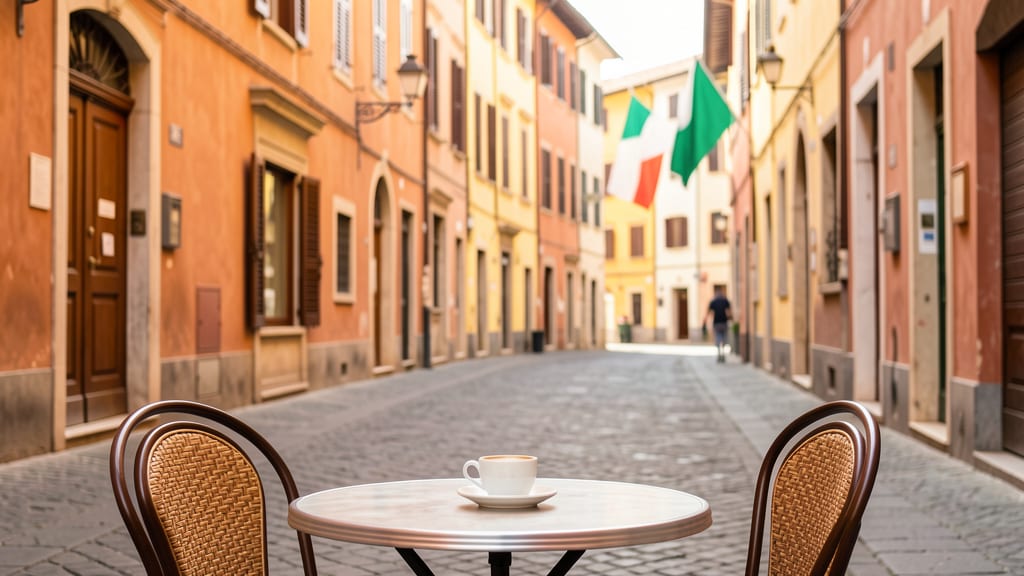 Italienische Straßenszene mit Café-Tisch