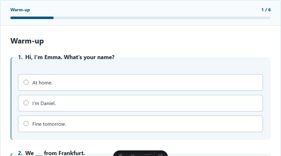 ForumLingua online language placement test with A1-C1 tasks